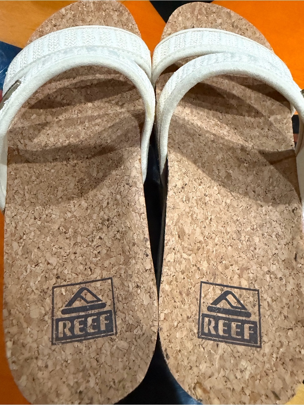 Reef Cream Double-Strap Cork Platform Slides . - Picture 6 of 11